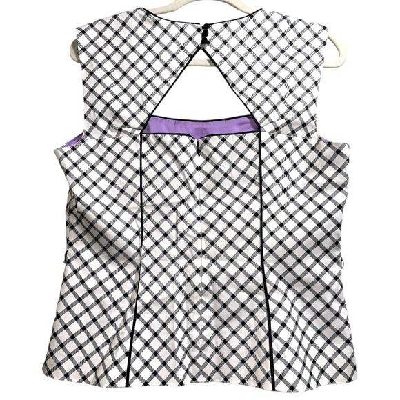 White House Black Market Modern Gingham Back Cutout Blouse Top Size 12 - Picture 4 of 11